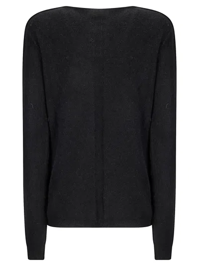 Rick Owens Black Sweater With Distressed Effect And Cut-out Details On The Front In Alpaca Blend Woman In Black