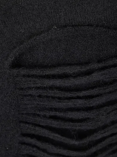 Rick Owens Black Sweater With Distressed Effect And Cut-out Details On The Front In Alpaca Blend Woman In Black
