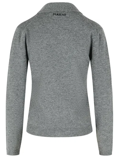 Marni Womens 00n60 Colour-block Brand-embroidered Wool Cardigan In Gray