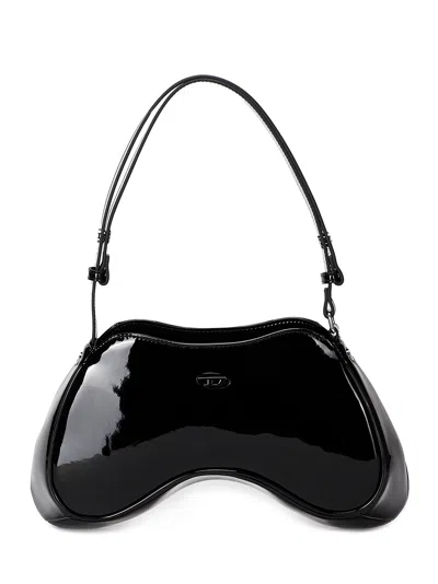 Diesel Play-glossy Shoulder Bag In Black