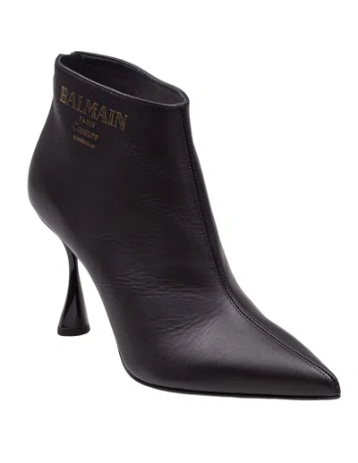 Balmain Eden Calfskin Ankle Boots In Black