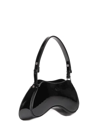 Diesel Play-glossy Shoulder Bag In Black