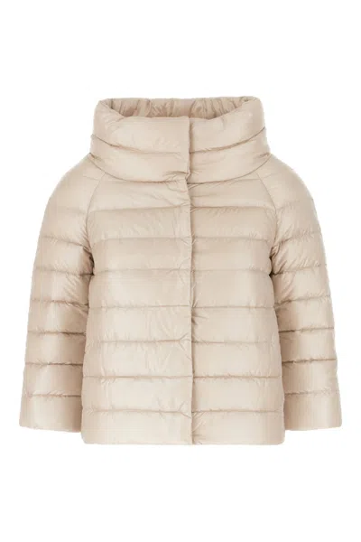 Herno Cropped Padded Jacket With Boxy Silhouette In White