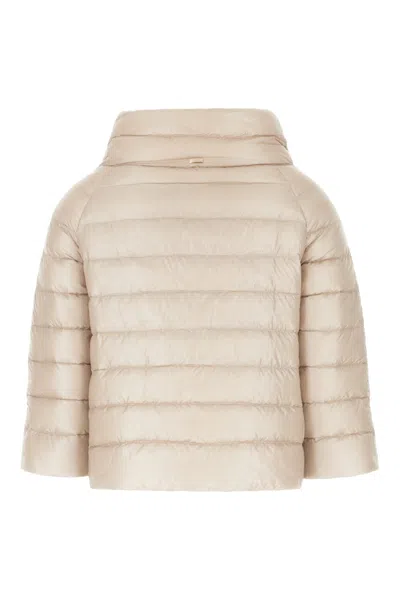 Herno Cropped Padded Jacket With Boxy Silhouette In White