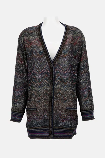 Missoni Oversized V-neck Cardigan With Zigzag Pattern In Black