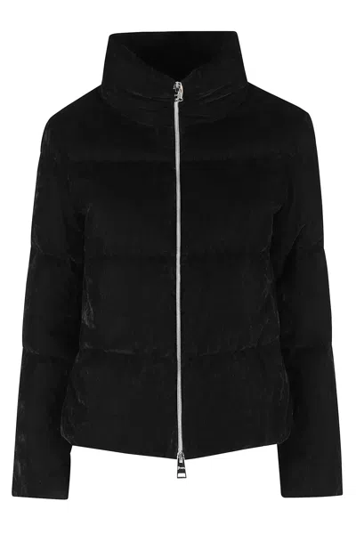 Herno Cape In Marbled Velvet In Black