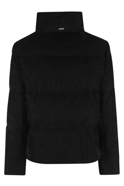 Herno Cape In Marbled Velvet In Black