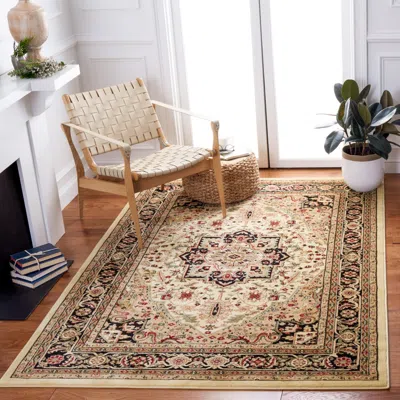 Safavieh Lyndhurst Machine Made Area Rug, Beige / Black Traditional Style Easy Care In Brown