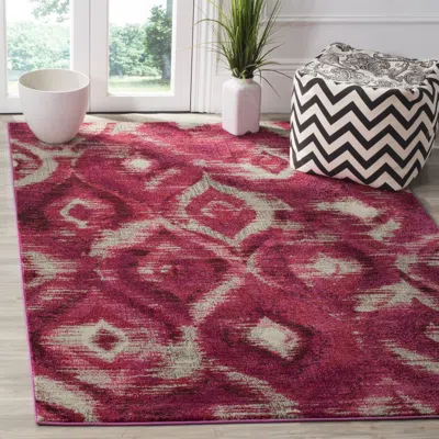 Safavieh Monaco Machine Made Area Rug, Fuchsia / Cream Bohemian Style Easy Care In Red