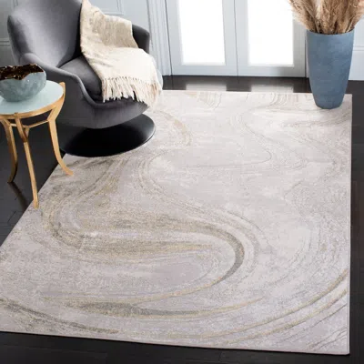 Safavieh Orchard Machine Made Area Rug, Grey / Gold Contemporary Style Easy Care In Neutral