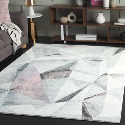 Safavieh Porcello Machine Made Area Rug, Ivory / Pink Contemporary Style Easy Care In Multi