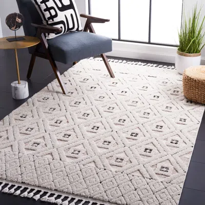 Safavieh Marrakesh Machine Made Area Rug, Ivory / Grey Bohemian Style Easy Care In Neutral