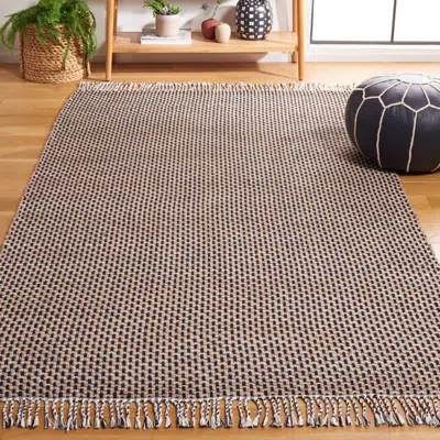Safavieh Montauk Machine Made Area Rug, Beige / Black Contemporary Style Easy Care In Brown