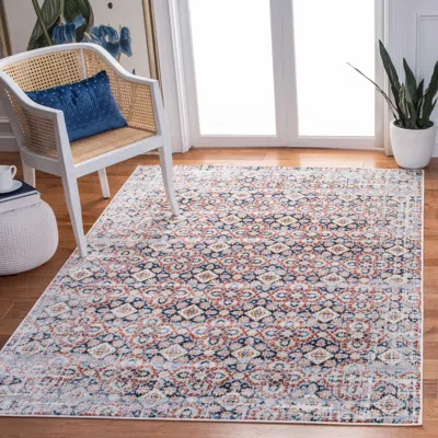 Safavieh Lagoon Machine Made Area Rug, Brown / Navy Traditional Style Easy Care In Multi