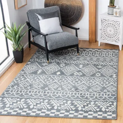 Safavieh Pyramid Machine Made Area Rug, Ivory / Charcoal Bohemian Style Easy Care In Gray