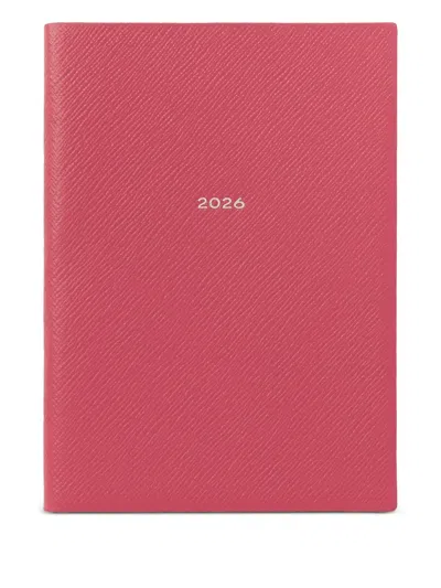 Smythson 2026 Soho Panama Leather Diary In Pink