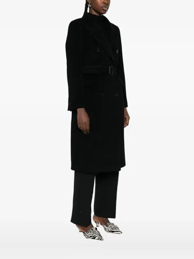 Tagliatore Double-breasted Wool Coat Long Sleeves In Black