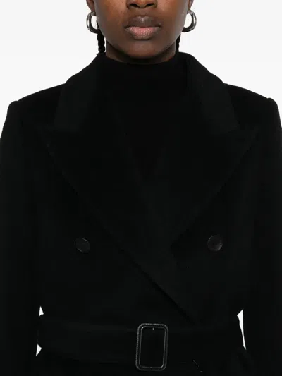 Tagliatore Double-breasted Wool Coat Long Sleeves In Black