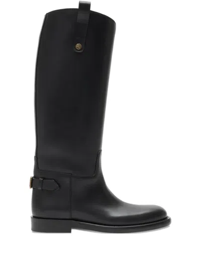 Burberry Cavalier Boots In Leather In Black