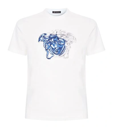 Shop Versace Embroidered Medusa Head T-shirt