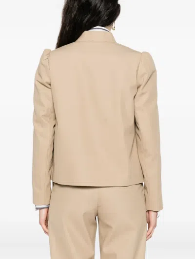 Max Mara Phebe Puff-sleeve Open-front Jacket In Neutral