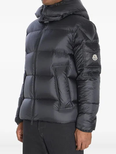 Moncler Boxy Puffer Jacket Adjustable Hood In Black