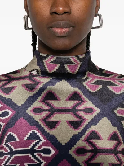 几何图案印花丝绒连体衣