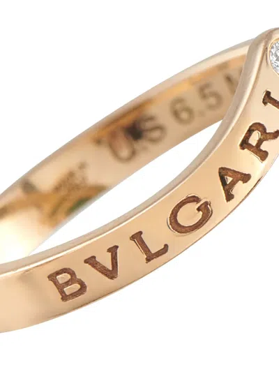 Pre-owned Bvlgari 18k Rose Gold Gelati Diamond Malachite Ring In Pink