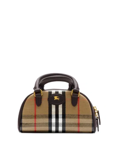 Burberry Mini Highlands Bowling Handbag And Handles In Neutral