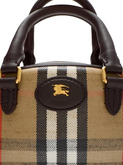 Burberry Mini Highlands Bowling Handbag And Handles In Neutral