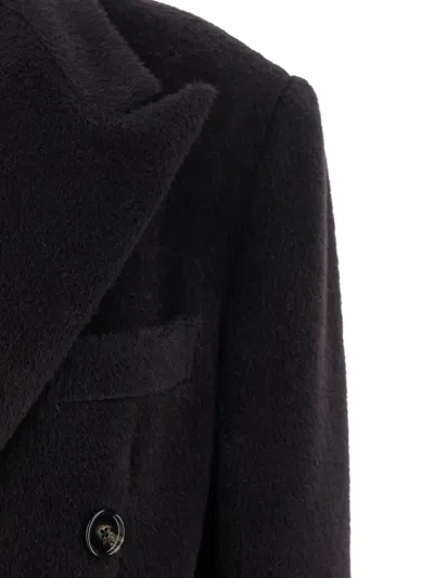 Tagliatore Structured Double-breasted Jacket With Flap Pockets In Black