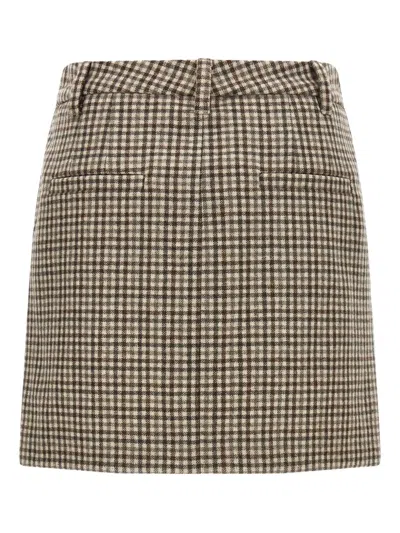 Brunello Cucinelli Checked Virgin Wool Flannel Miniskirt In Neutral