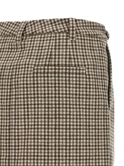 Brunello Cucinelli Checked Virgin Wool Flannel Miniskirt In Neutral
