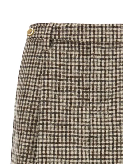 Brunello Cucinelli Checked Virgin Wool Flannel Miniskirt In Neutral