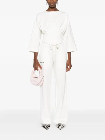Hamza Drawstring-cuffed Trousers In White