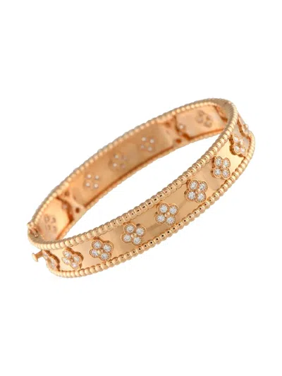 Pre-owned Van Cleef & Arpels 18k Rose Gold Clovers Diamond Bracelet In Pink
