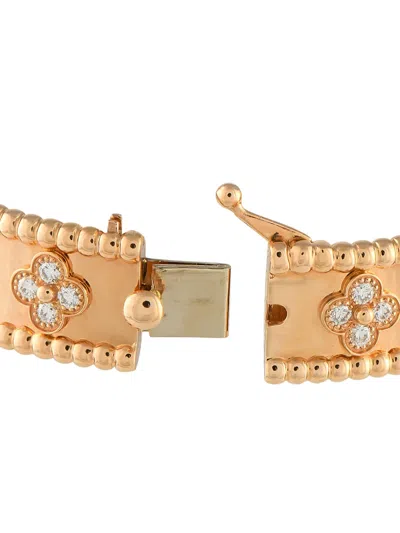 Pre-owned Van Cleef & Arpels 18k Rose Gold Clovers Diamond Bracelet In Pink