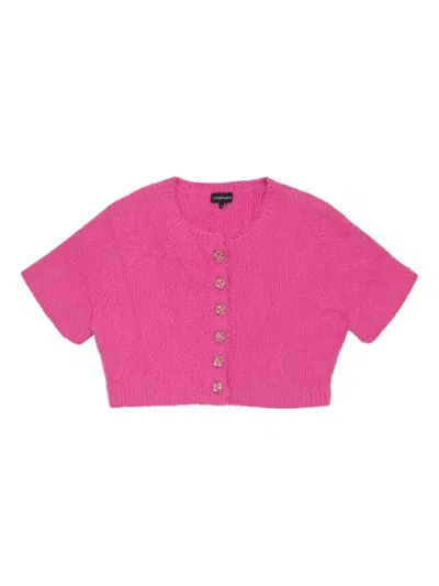 Callipygian Ss Furry Fuchsia Cardigan In Pink