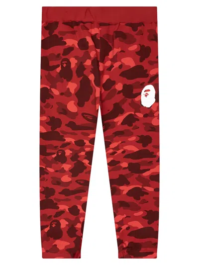 A Bathing Ape Camo-print Sweatpants In Red