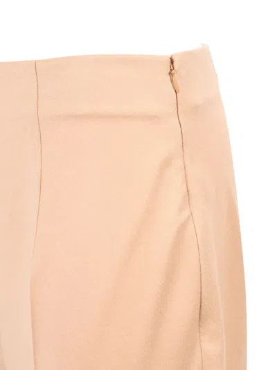 Alberta Ferretti High Waist Straight-leg Tailored Pants With Pleats In Nude