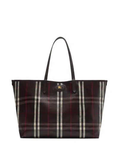 Burberry Womens Mahogany Medium Highlands Cotton-blend Tote Bag In Multi