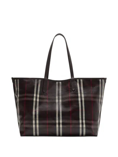 Burberry Womens Mahogany Medium Highlands Cotton-blend Tote Bag In Multi