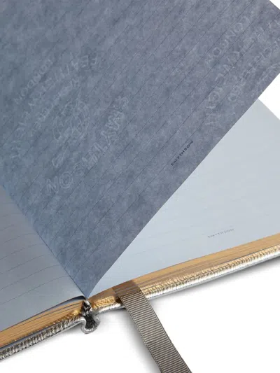 Smythson Panama Leather Soho Notebook In Metallic