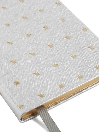 Smythson Panama Leather Soho Notebook In Metallic