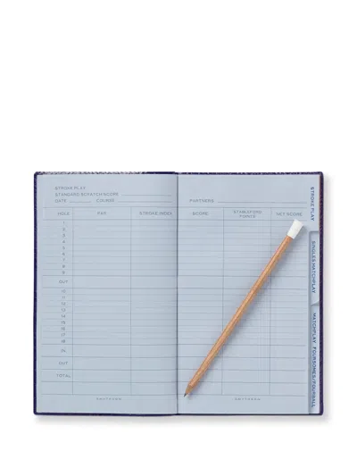 Smythson Golf Notes Panama Notebook (14cm X 9cm) In Blue