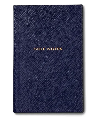 Smythson Golf Notes Panama Notebook (14cm X 9cm) In Blue