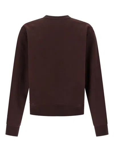 Saint Laurent Cassandre Embroidered Sweatshirt In Brown