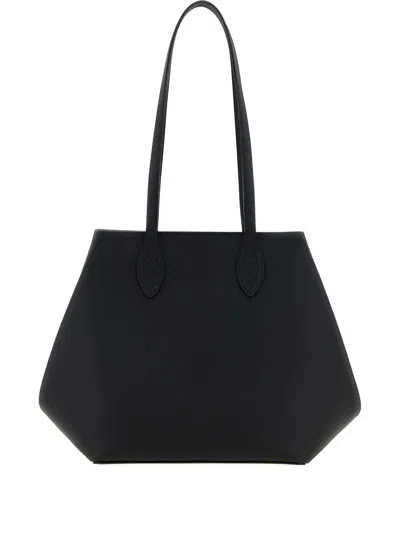 Valextra Medium Vivi Leather Tote Bag In Black