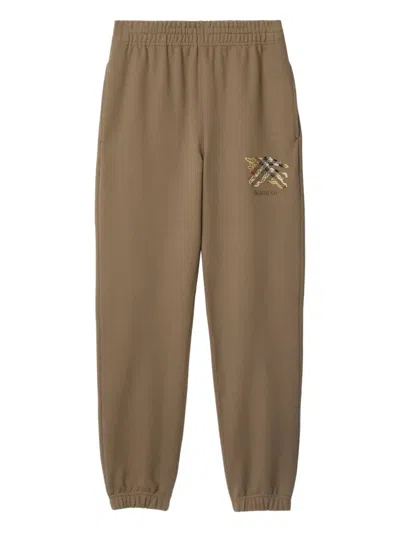 Burberry Equestrian-knight Check Jogging Pants In Brown