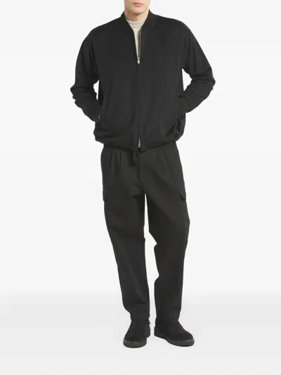 Barena Venezia Wool Zip-front Bomber Jacket In Black